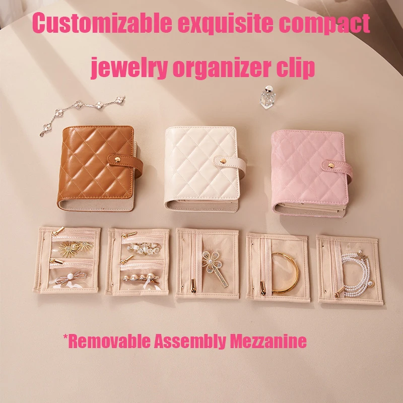 

Custom Logo Portable Jewelry Organizer Clip Flipbook Pouch Multi Layers DIY Bag Essential for Women Wife Girlfriend Travel Gifts