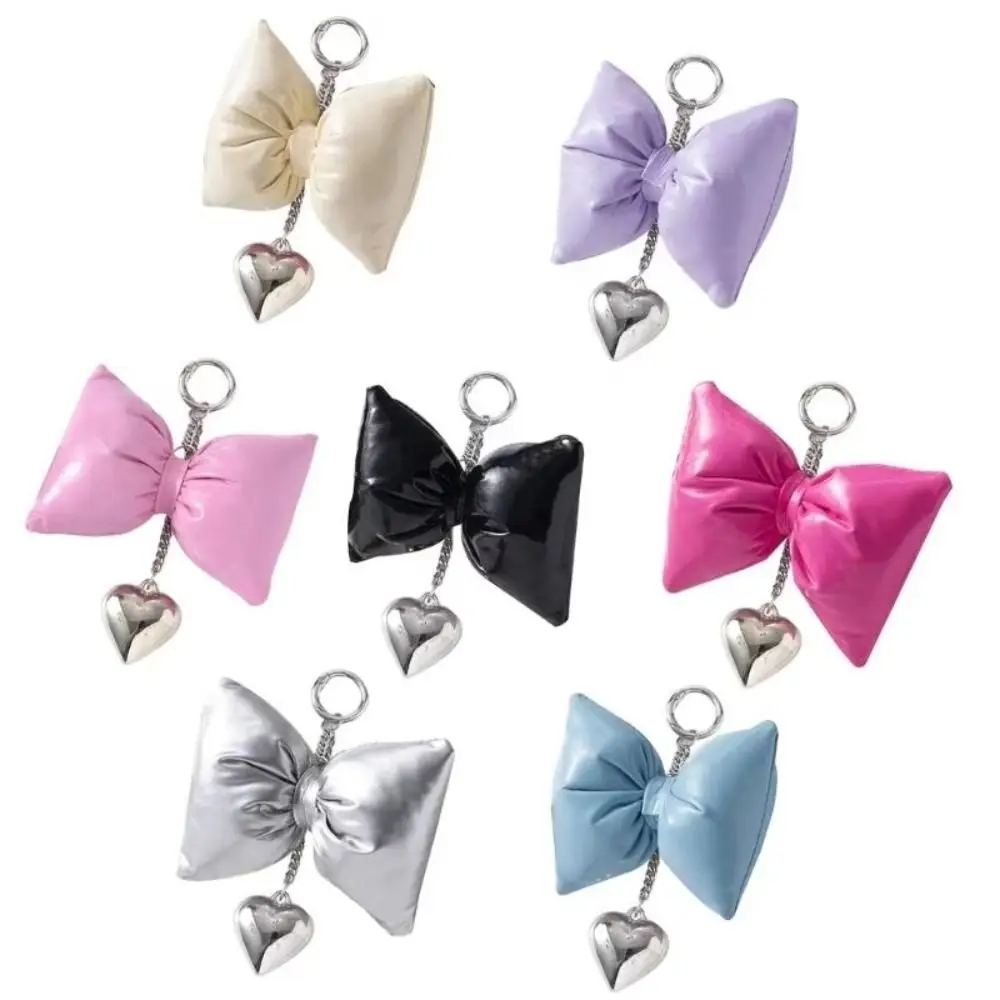 بو الجلود Bowknot القلب المفاتيح ملء القطن رائعة سلسلة هواتف المحمول المعادن القلب تنوعا حقيبة يد سحر لفتاة النساء
