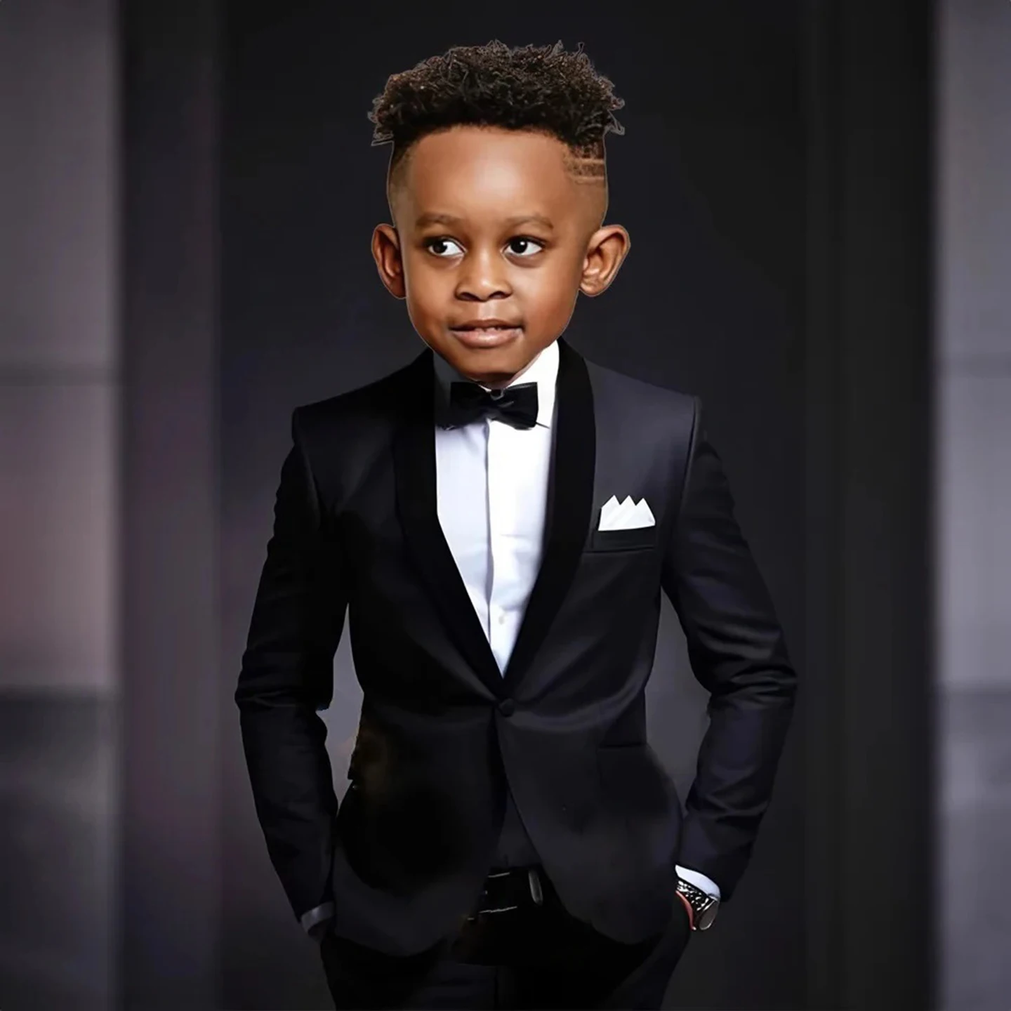 

Boys' Black Formal Suit Set With Shawl Lapel Suit for Kids Boys Performance Suit Set For Wedding Birthday Party
