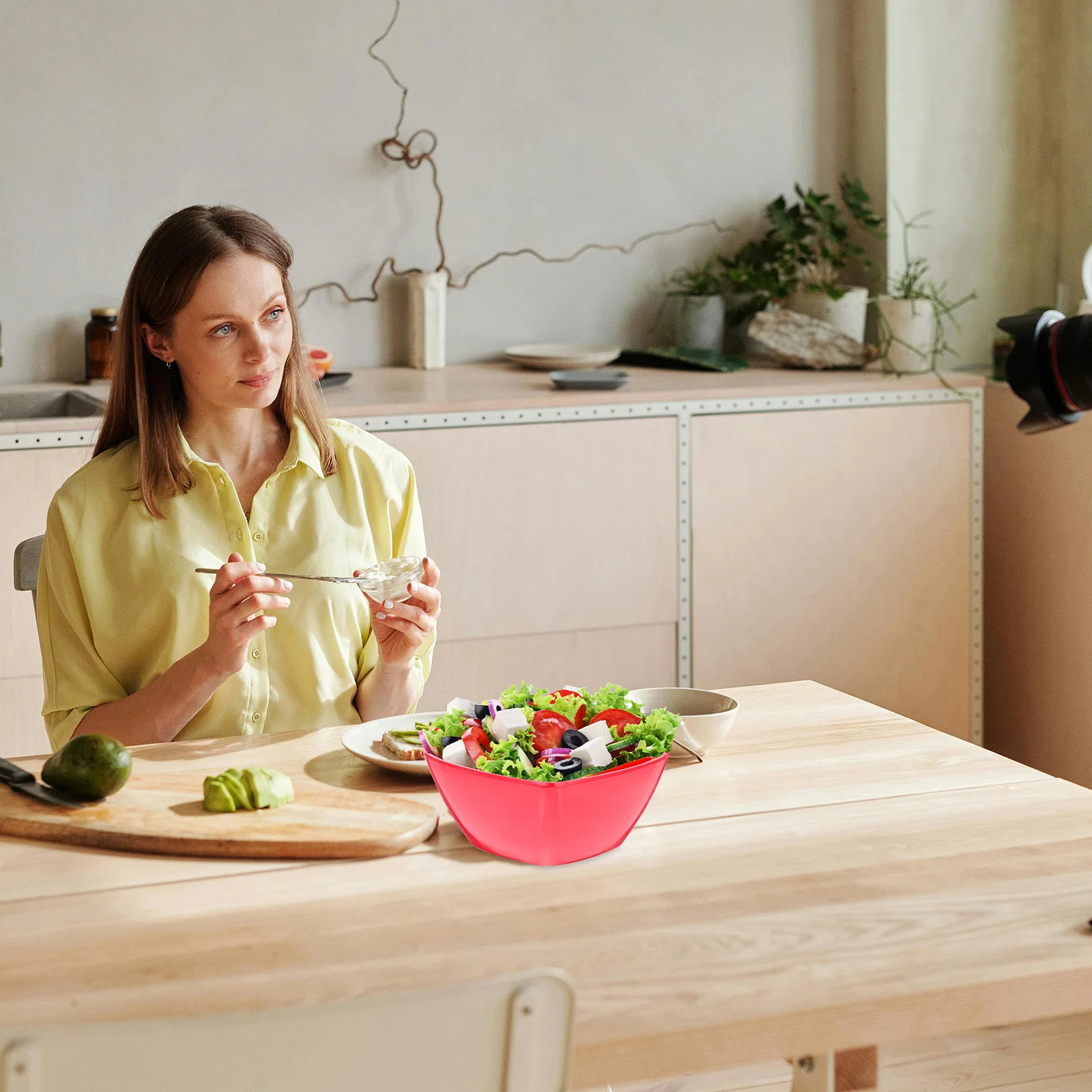 

Heart Shaped Salad Bowl Premium Melamine Lightweight Non-Slip Tableware For Party Camping Bbq Picnic Household Use