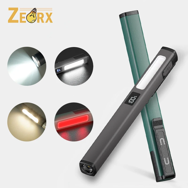 

Small Rechargeable Pen Flashlights with COB Side Work Light, Portable LED Pocket Bright Flashlights for Camping, Emergency, Home