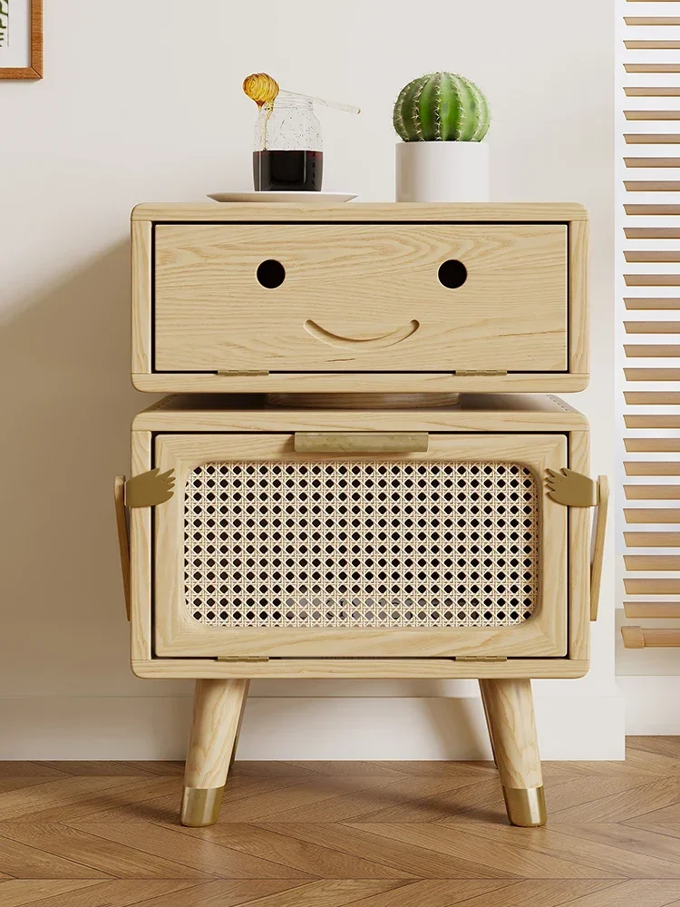 Robot Side Cabinet Solid Wood Side Table Living Room Locker Bedside Table