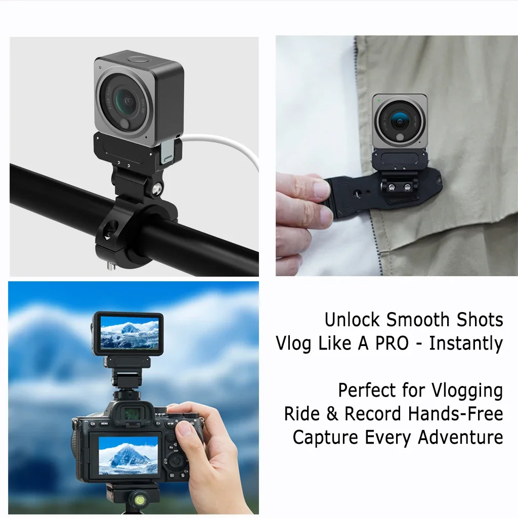 180° Tilt 360° Damping Cold Shoe Adapter Quick Release Magnetic Camera Bracket Holder Snail Head for DJI Osmo Action 5 Pro 4 3 2