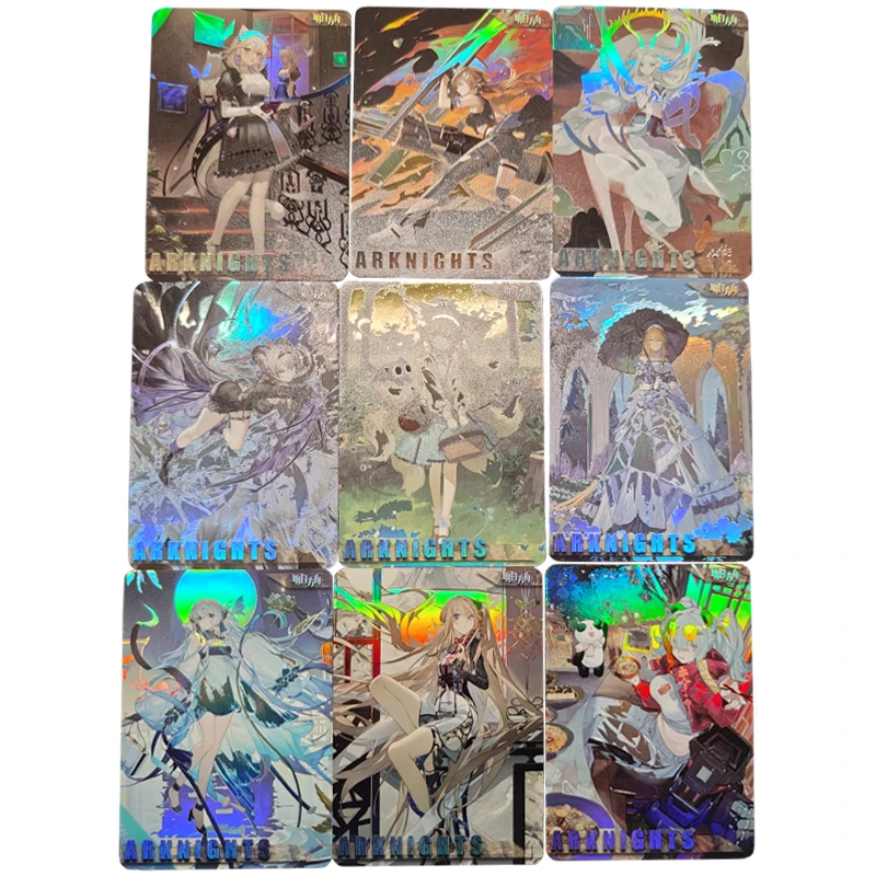 

9Pcs/set Arknights Color Flash Card Grani Meteor Vermeil Classic Game Anime Collection Cards Diy Gift Toys