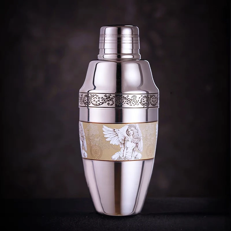 

Nostalgic Chaplin Shaker Engraving Stainless Steel Cocktail Boston Bar Shaker Cocktail Tools