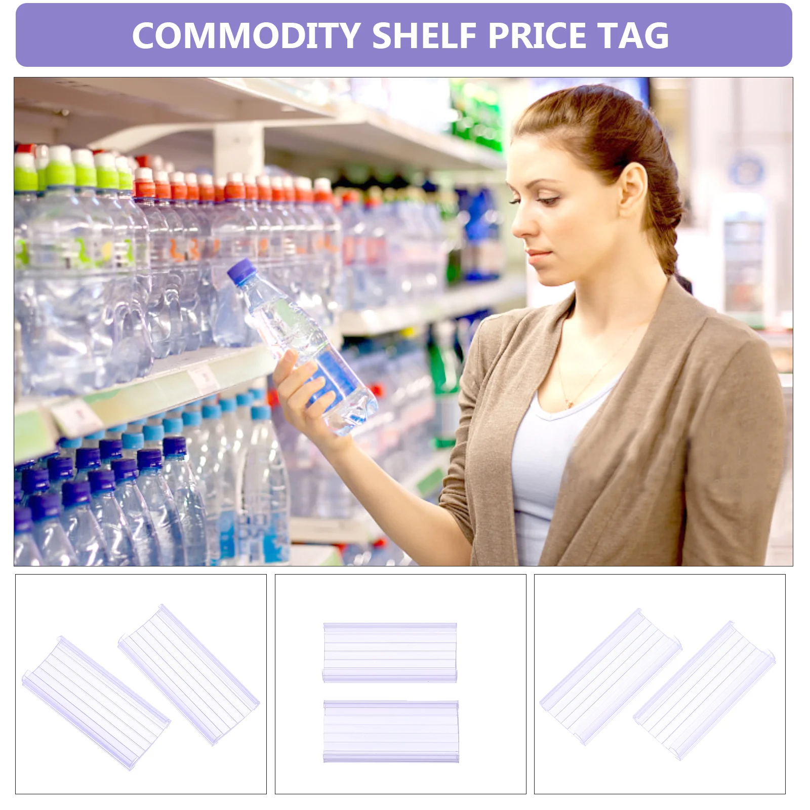 

20Pcs Transparent Price Display Holders Strong for Shops Supermarkets Price Tag Display Stand Label Rack