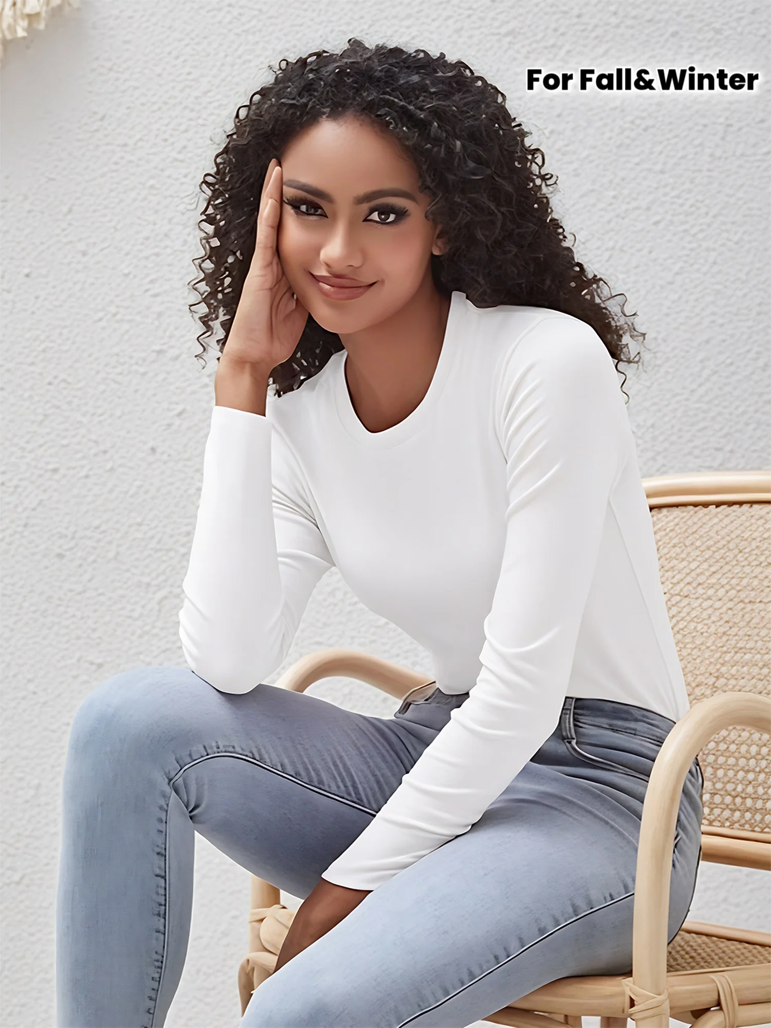 

Cotton Round Neck Long Sleeved T-shirt, Simple and Fashionable Long Sleeved T-shirt, Autumn and Winter Long Sleeved Top