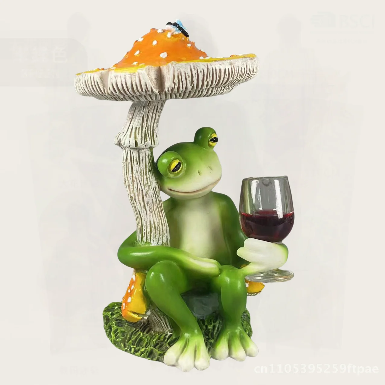 Frog Mushroom Resin Ornaments UFO Small Statue - Indoor Outdoor Garden Decor Pastoral Style Red Wine Yellow Mushroom Home Decor