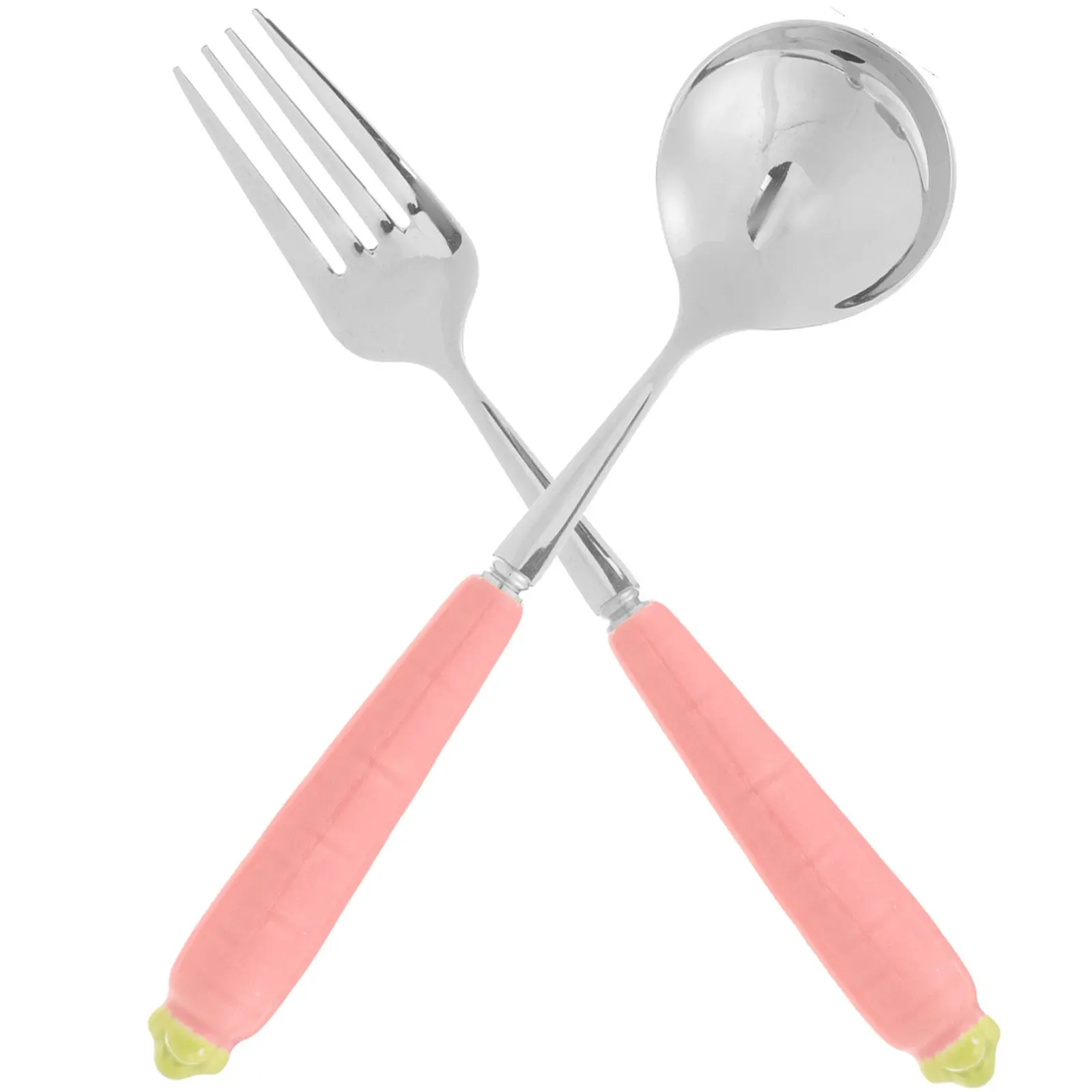

2Pcs Kids Spoon Fork Set Easter Themed Cartoon Carrot Cutlery for Children Porridge Rice Soup Dessert Household Dining