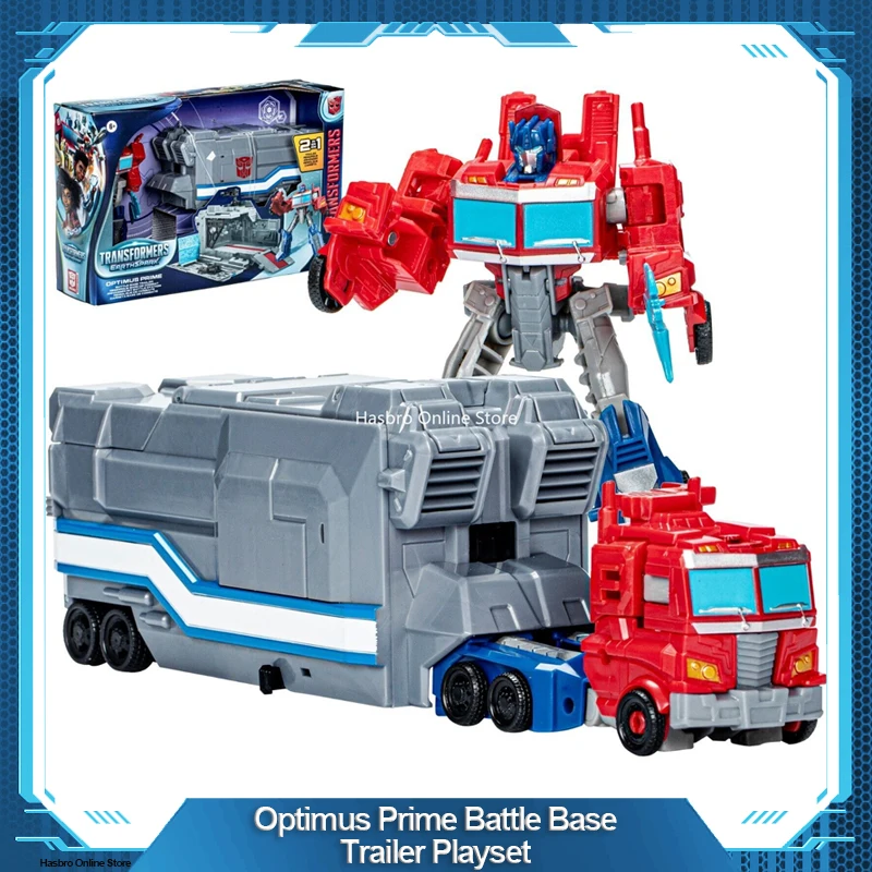 Hasbro Transformers EarthSpark Optimus Prime Battle Base Trailer Playset with 5-Inch Robot Action Figure, Interactive Toys F9505