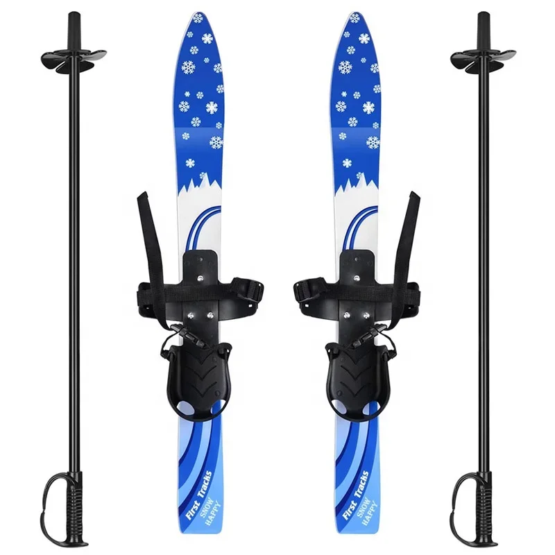 

Kids Plastic Children First Beginner Snow Ski Pole Set with Poles Bindings Skiing Winter Snow Equipment Sport Christmas Gift