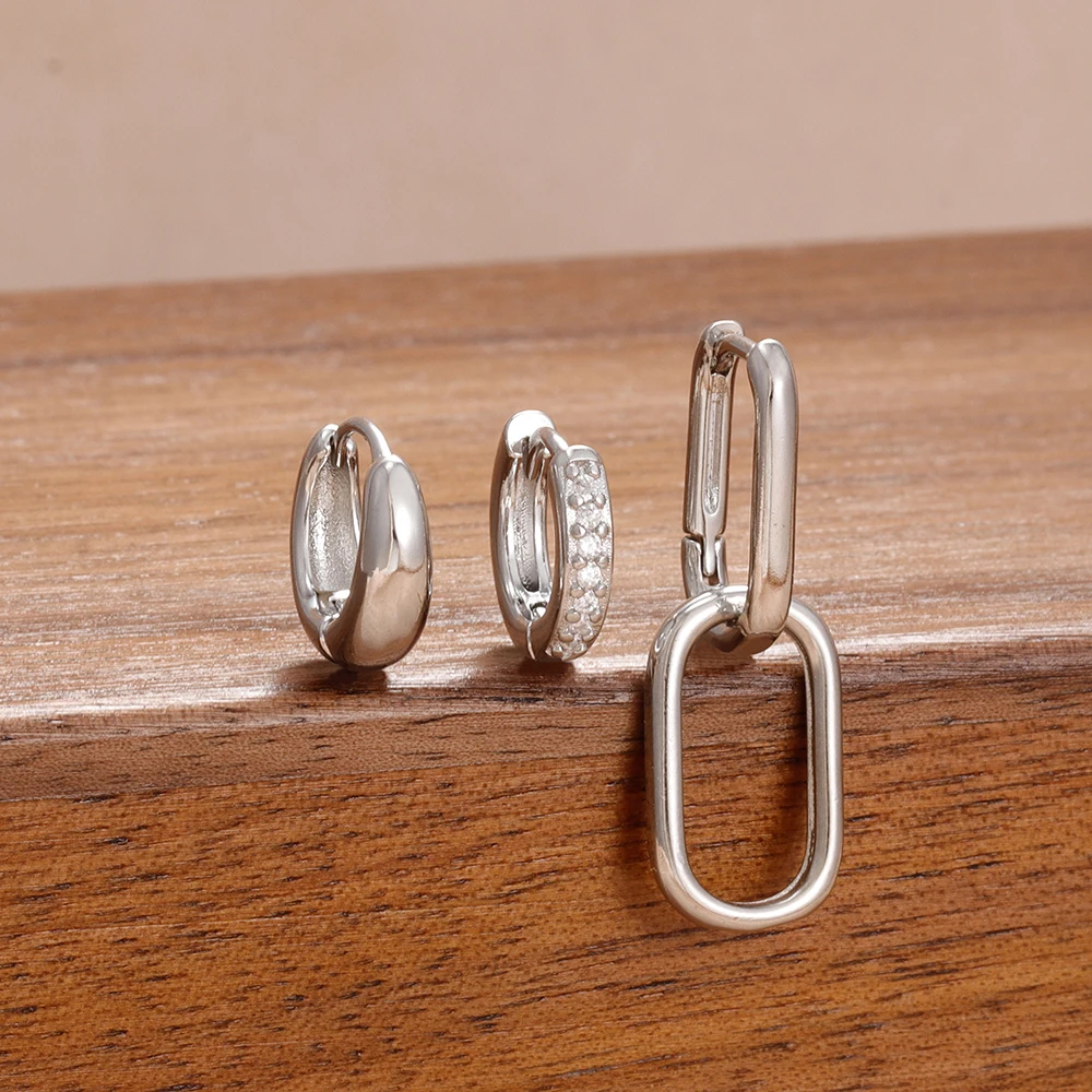 جديد 3 قطعة الفولاذ المقاوم للصدأ هندسية البيضاوي هوب أقراط للنساء أسلوب معدني بسيط انفصال أقراط للنساء مجوهرات هدايا