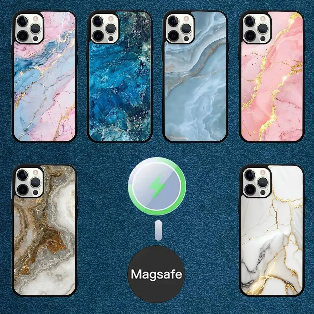 

Marble Phone Case For iPhone 16,15,14,13,12,11,Plus,Pro,Max Mini Magsafe Magnetic Wireless Charging