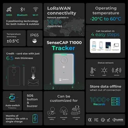 LoRaWAN-rastreador IP65 con sensor de movimiento, SenseCAP de estudio, T1000-A de posición interior y exterior con luz de temperatura, Wifi, BlE, botón de pánico