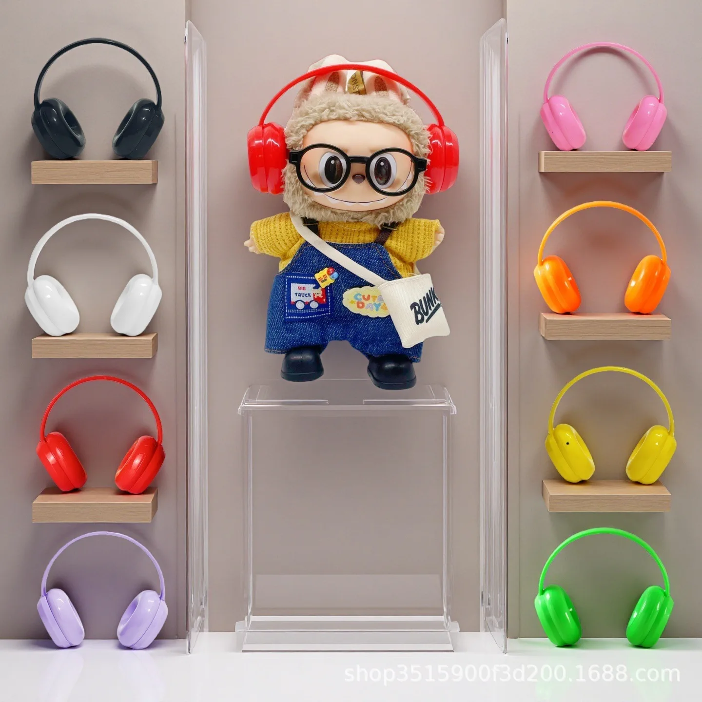 

For 15/17cm Labubu Doll Fashion Macaron Colors Mini Earphone Cute Dolls Fun Diy Earphones Toys decoration Accessories