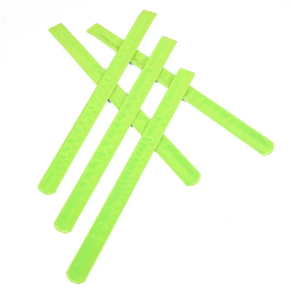 20 pçs aviso reflexivo pulseira de segurança verde 22/30cm reflexivo snap ring engraçado visibilidade reflexivo tapa pulseira andando