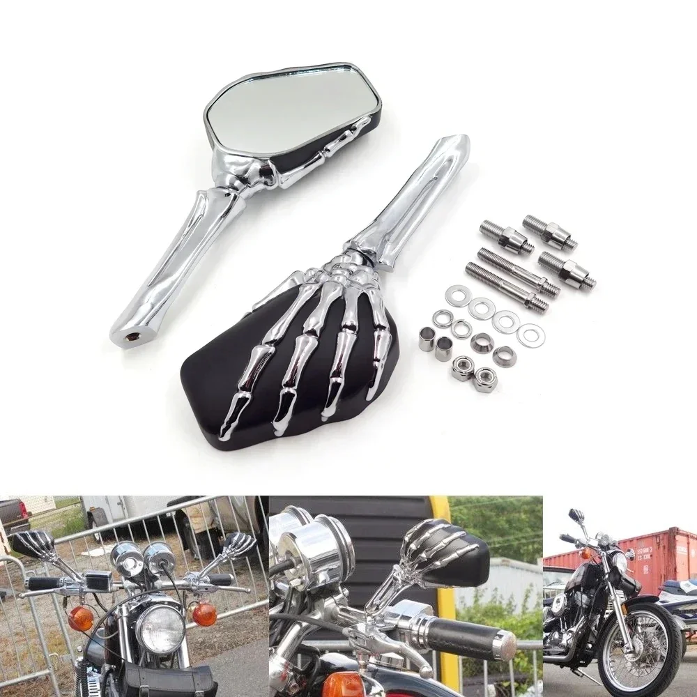 Motorcycle Parts Claw Skull Skeleton Hand Mirror for Kawasaki Ninja VN 750 800 900 1500 1600