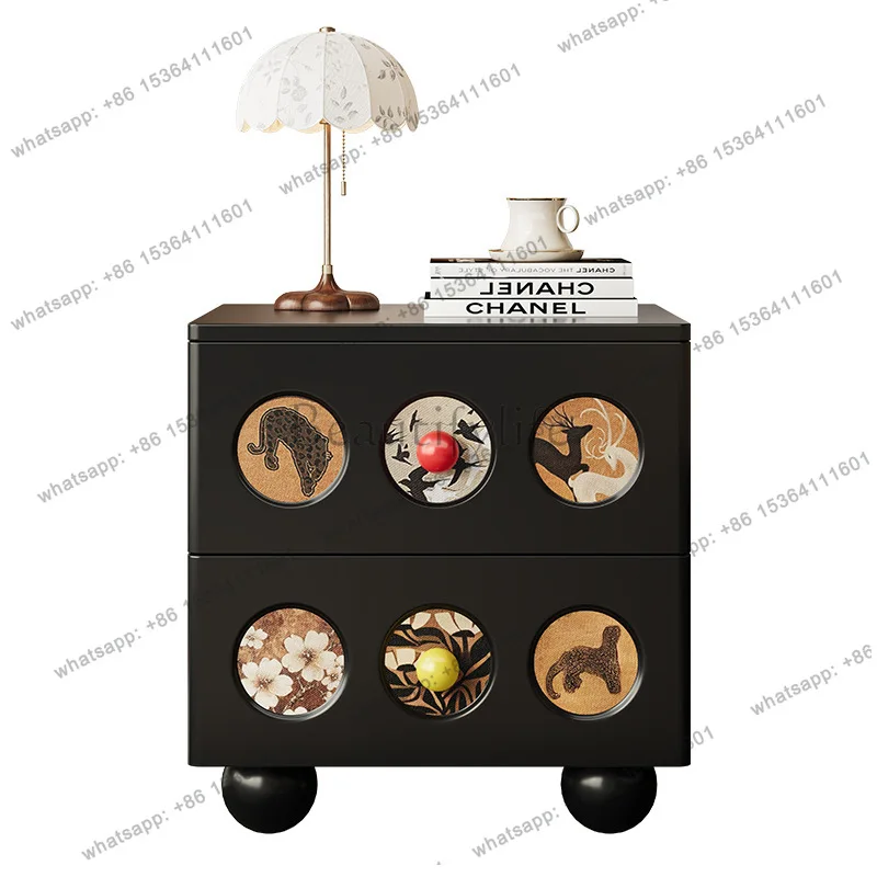 

Medieval solid wood bedside table 2026 new home bedroom light luxury high-end retro side cabinet