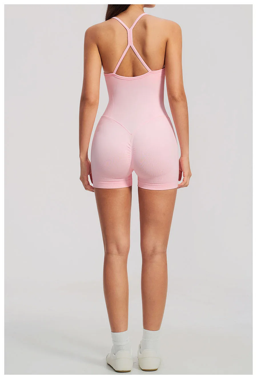 Yoga-Sets Nahtlose Gym-Jumpsuits Damen Einteiliger Sport-Bodysuit Overalls Aktivbekleidung Fitness-Trainingskleidung Kurze Outfits – Detail 14