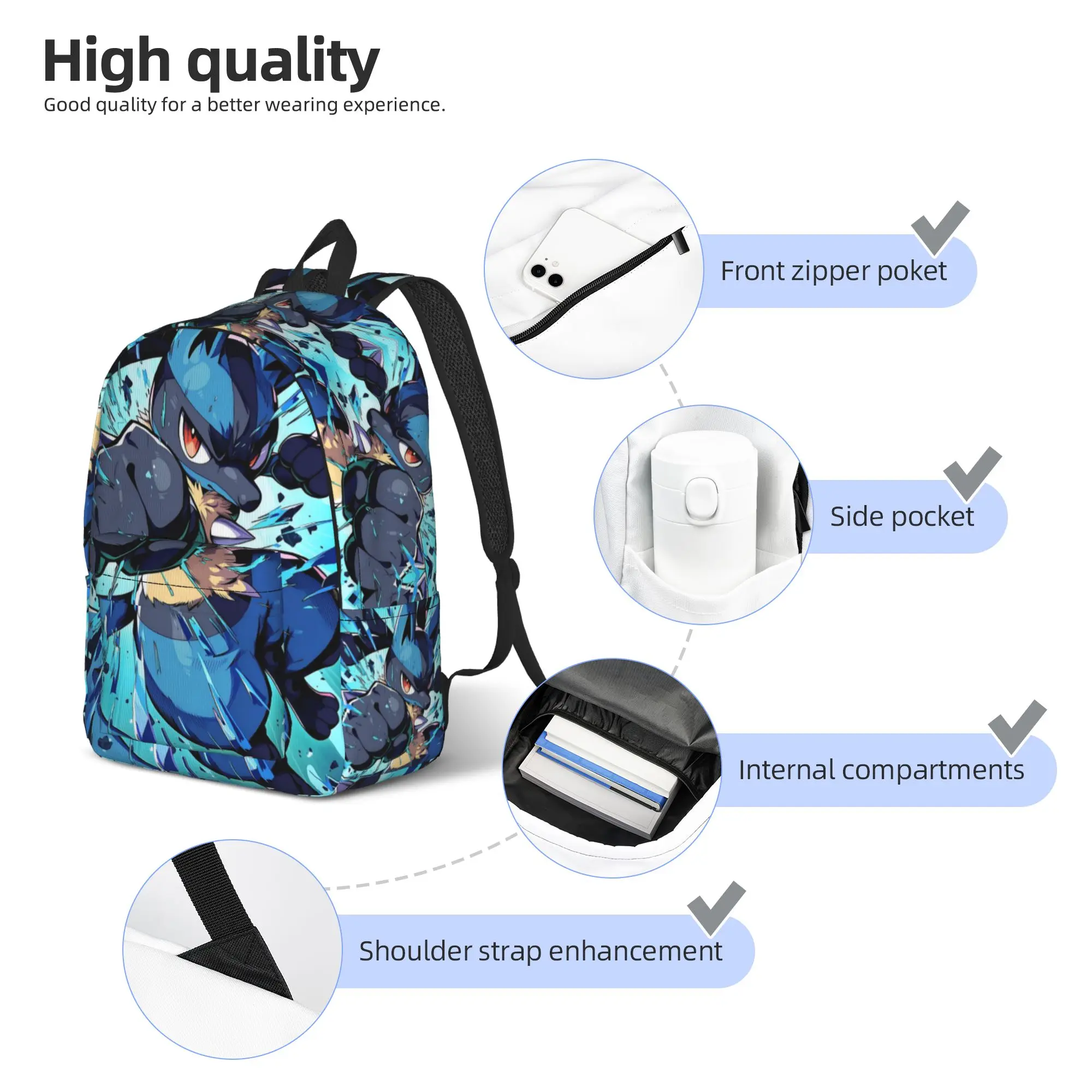 Fashion pokemon Backpack  Mochilas Snack Storage Journey Large Capacity Rucksack view 5