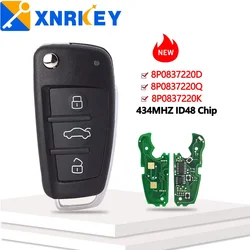 XNRKEY 3 Button Remote Car Key ID48 Chip 315/434Mhz for Audi A3 S3 A4 S4 TT 2005-2013 8P0837220D/Q/K 8X0837220D 8P0837220E/G