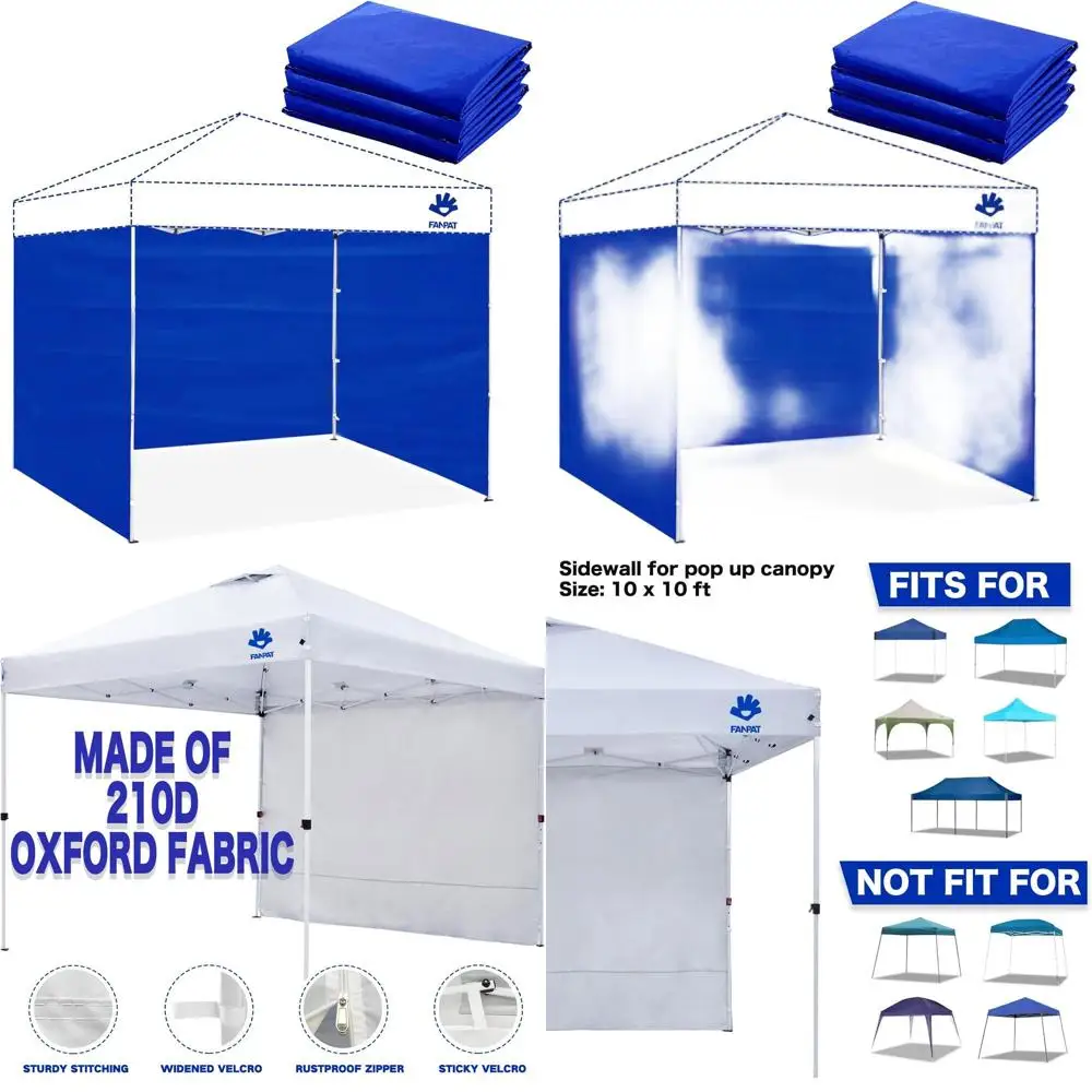 

10x10 Pop Up Canopy 3-Piece Sidewalls - Waterproof & 99% UV Protection, Blue