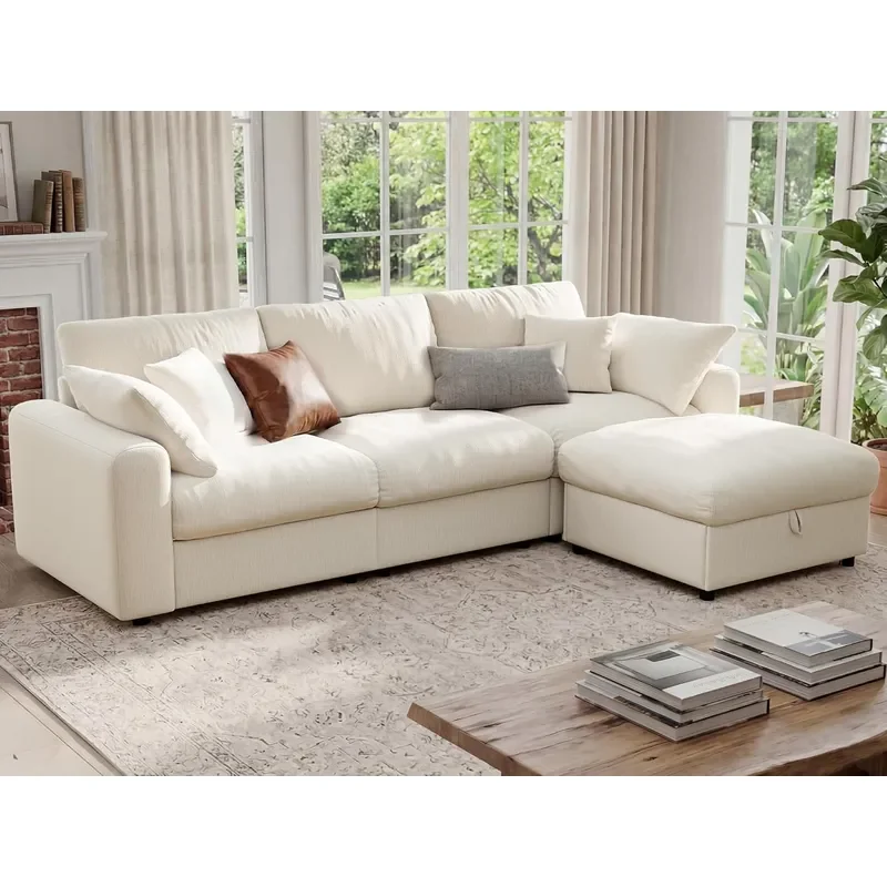 Cloud Sectional Couches for Living Room 110 Large Modular Sectional Sofa with Wide Deep Seat L Shaped Couch with Throw Pillow