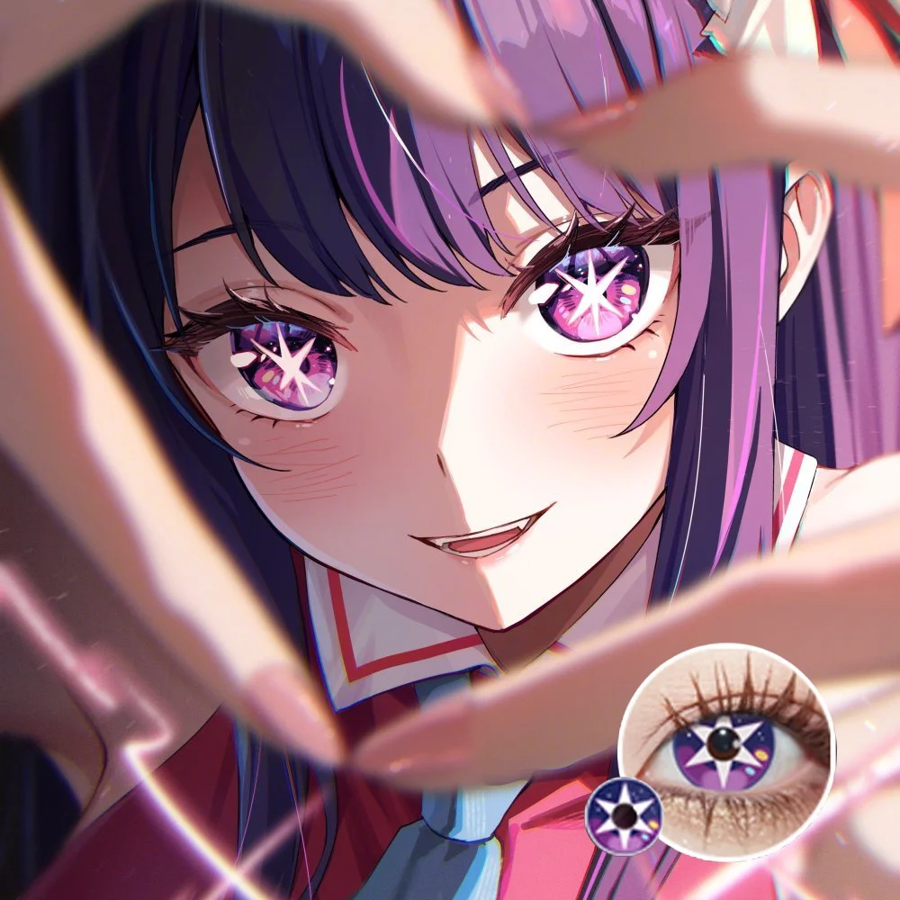 Abgestufte 2 Stück/1 Paar Cosplay-Farbkontaktlinsen, farbige Anime-Softlens, Hoshino Ai-Schüler