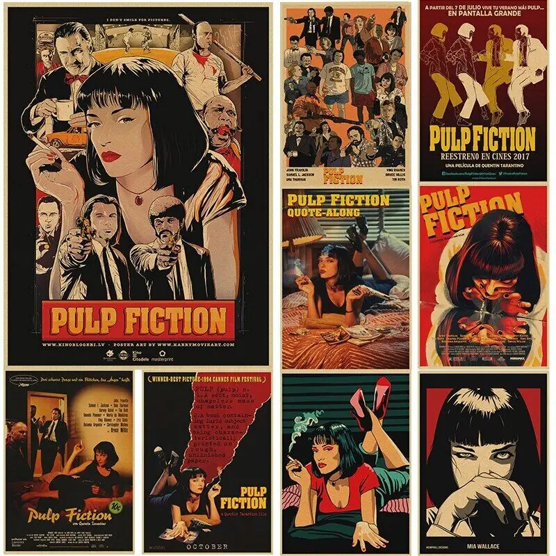 

Vintage Printings Movie Pulp Fiction Art Picture Print Silk Poster Home Wall Decor