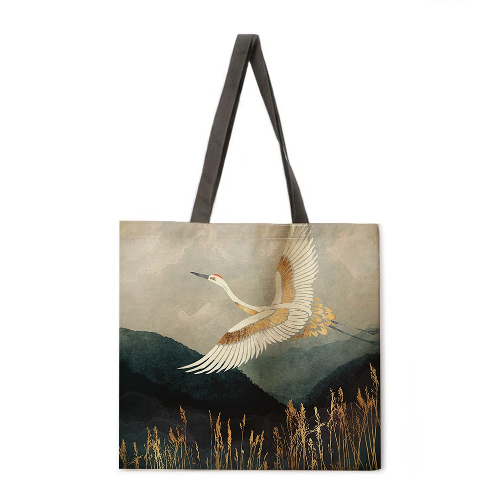 

Ukiyoe linen bag handbag light shoulder bag large capacity eco-friendly shopping bag tote bag