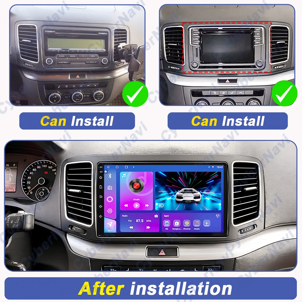 Android 16 Car Radio For Volkswagen VW Sharan SEAT Alhambra 7N 2010 - 2022 Carplay Auto Display Stereo GPS Navigation BT 4G Wifi