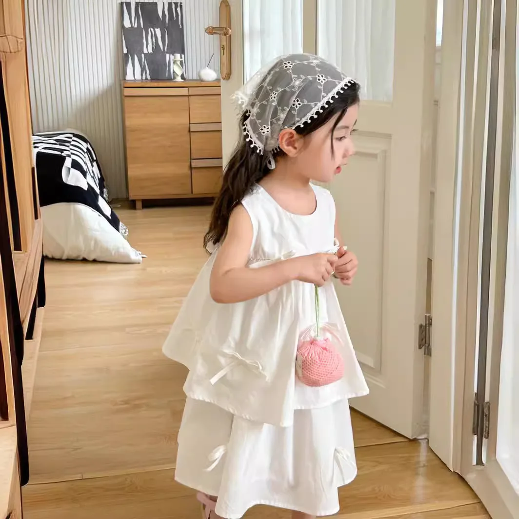 

Summer New Girls' Cotton Doll Shirt Half Skirt For Small Medium Sized Children's Korean Fashion And Fashionable Two Piece Set