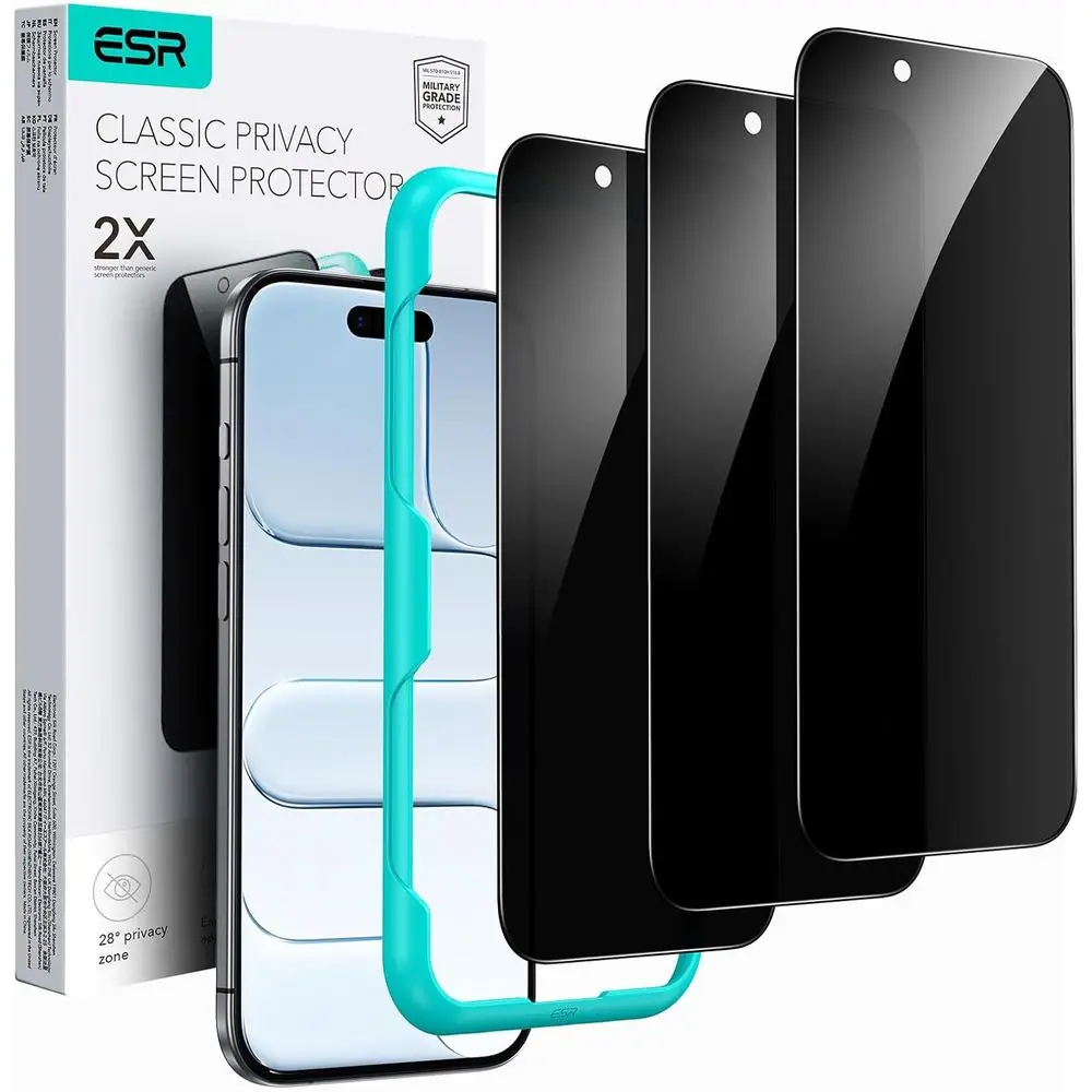 

3 Pack iPhone 15 Pro Max Privacy Screen Protector, Anti-Glare Tempered Glass, Micro-Curved Edges, Case Compatible