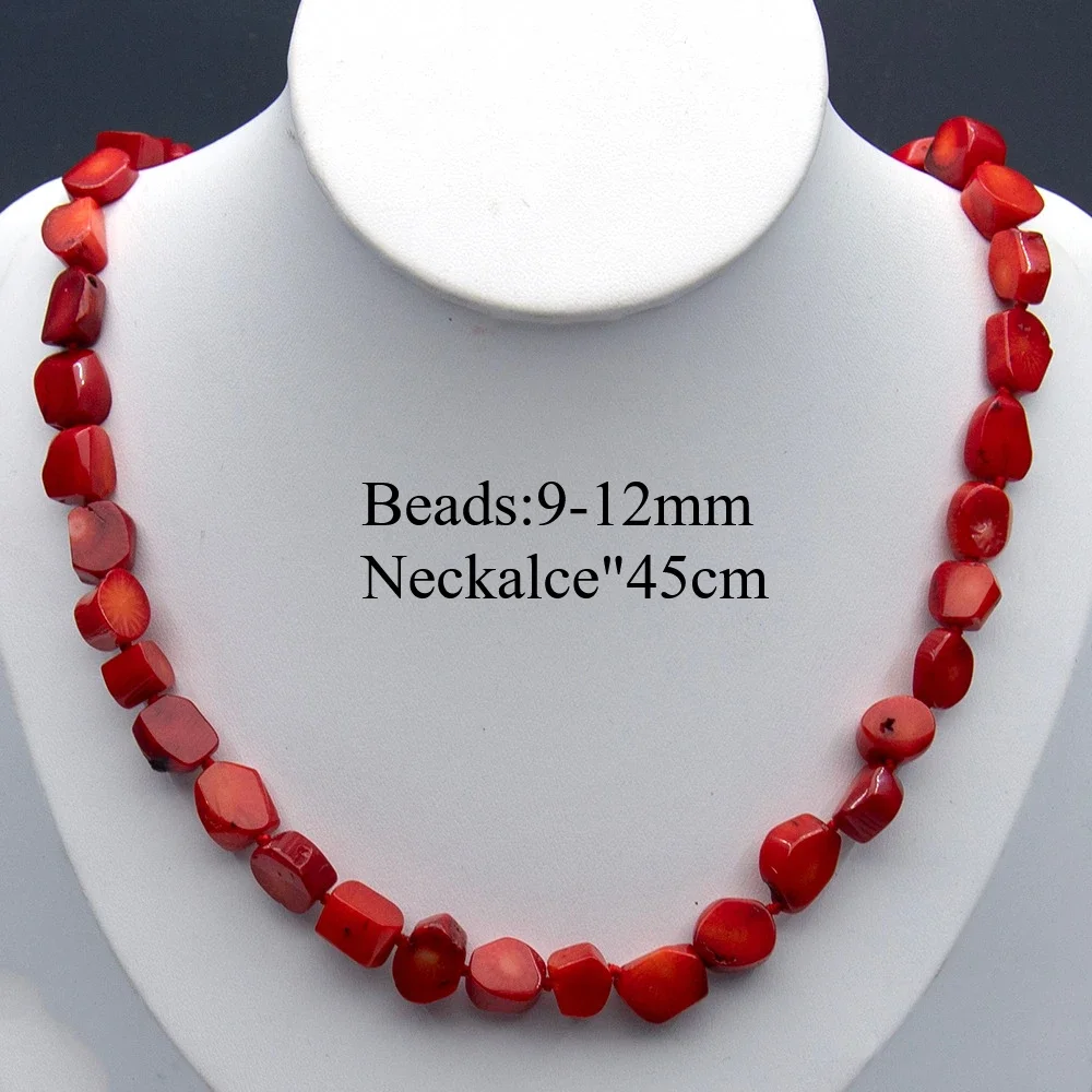9-12 مللي متر المرجان الطبيعي قلادة غير النظامية شقة متعددة التشوهات على شكل المرجان الأحمر الخرز هدية عيد ميلاد لصديق الأم فتاة #3