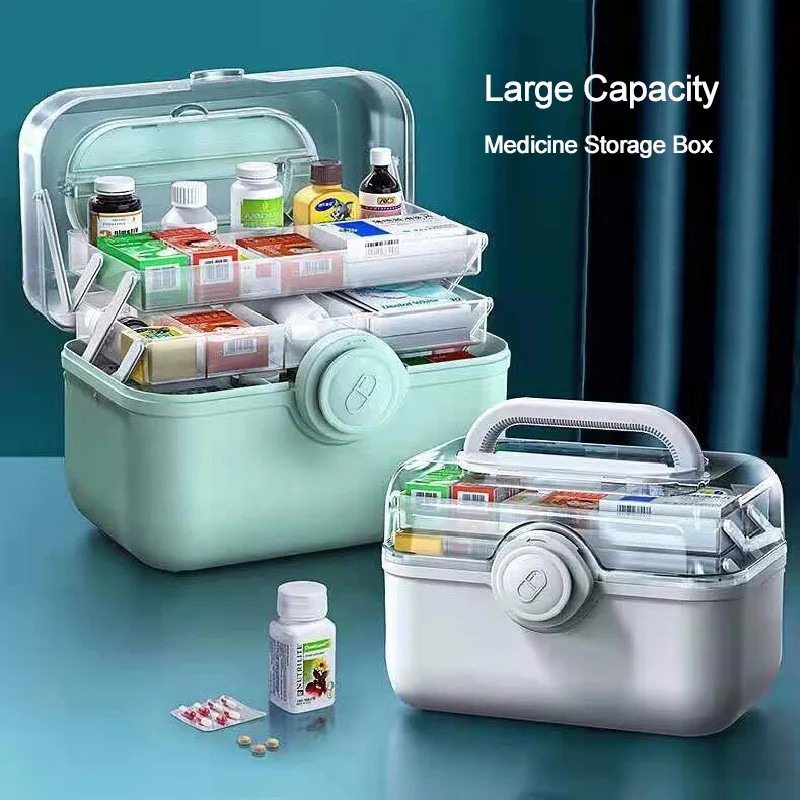 3 Layers Large Capacity Family Medicine Organizer Storage Box Portable First Aid Kit Medicine Container Emergency Pharmacy Boxes