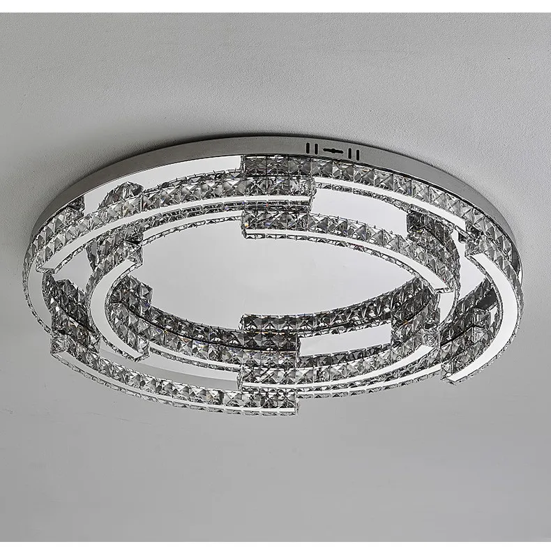 Crystal LED Ceiling Lamp Foyer Shiny Steel Luminaires
