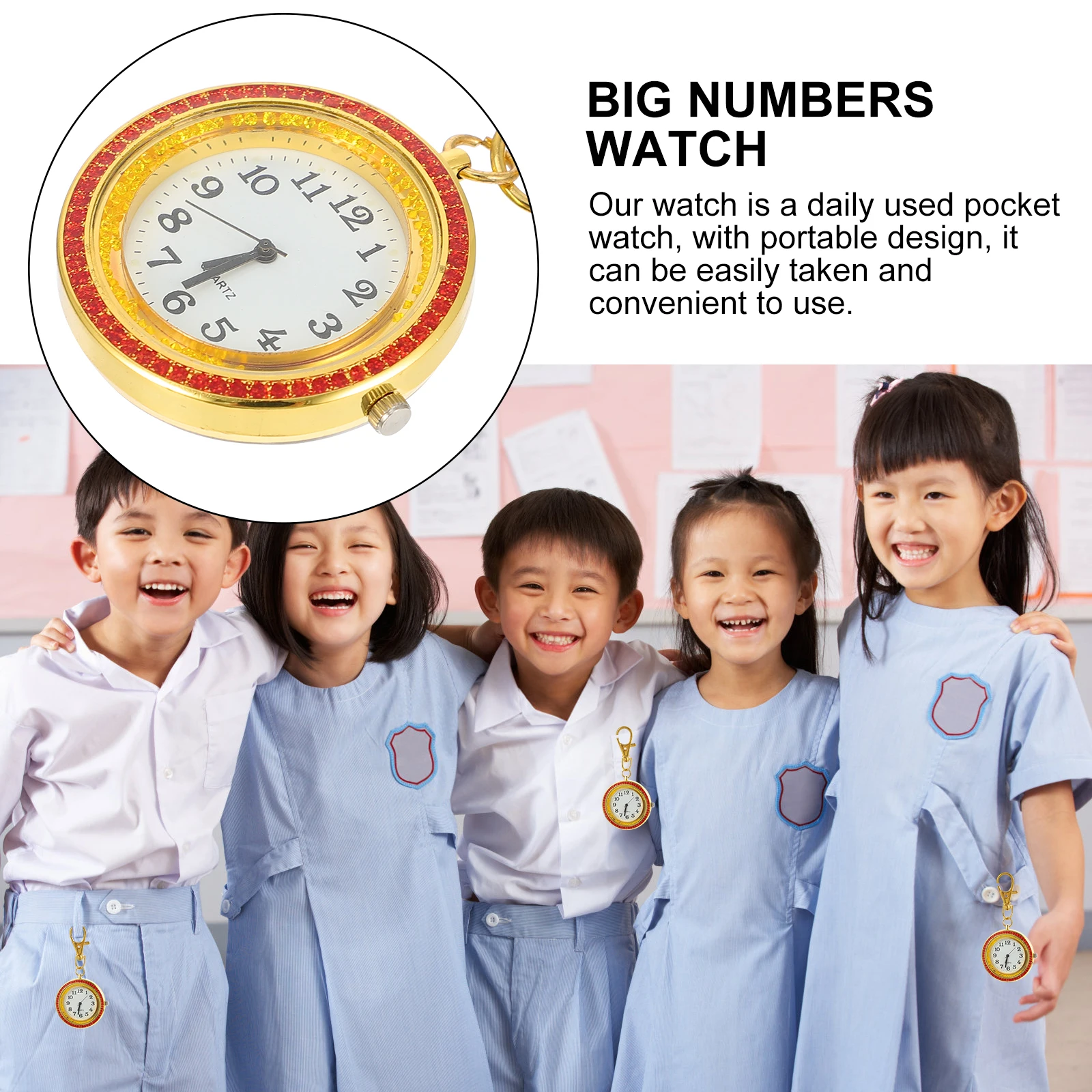 

Diamond Large Dial Pocket Watch Watches Rhinestones Alloy For Elderly