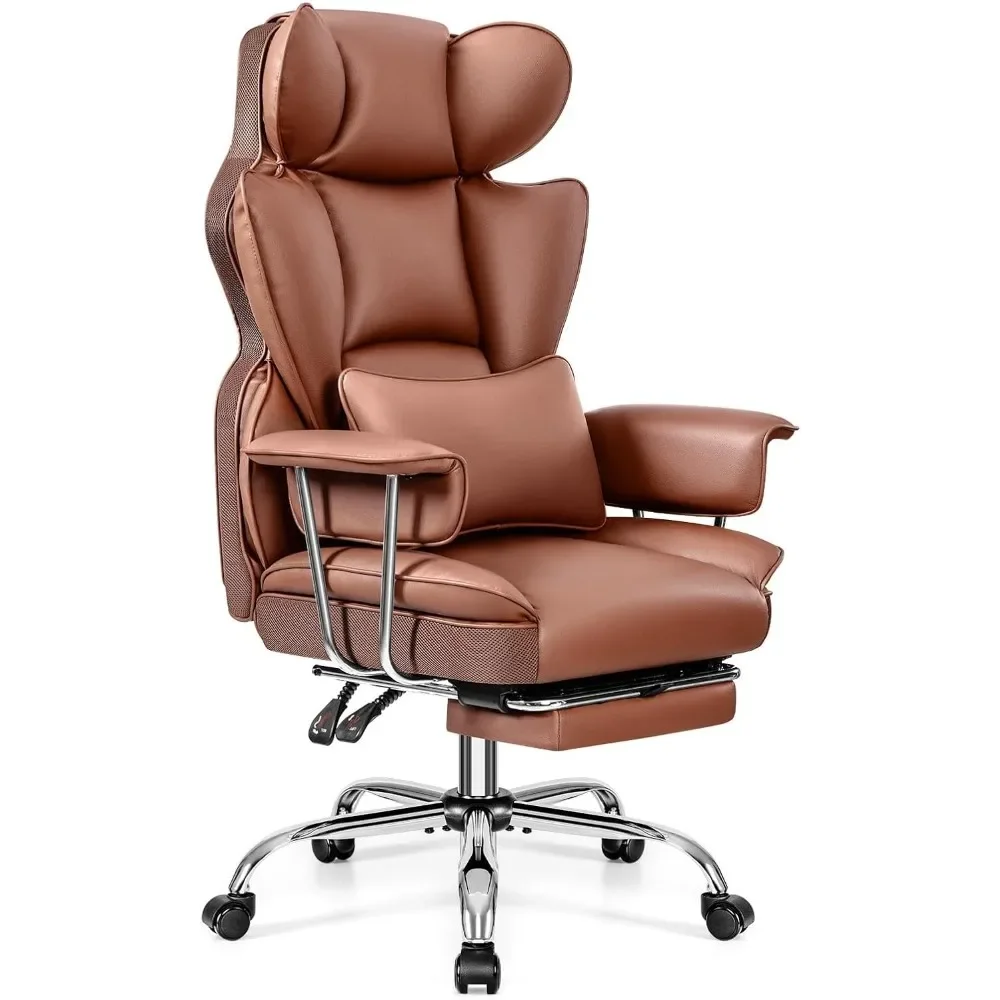 Big and Tall Executive Chair with Footrest, Ergonomic Reclining High Back Lumbar Support, Large Home Office