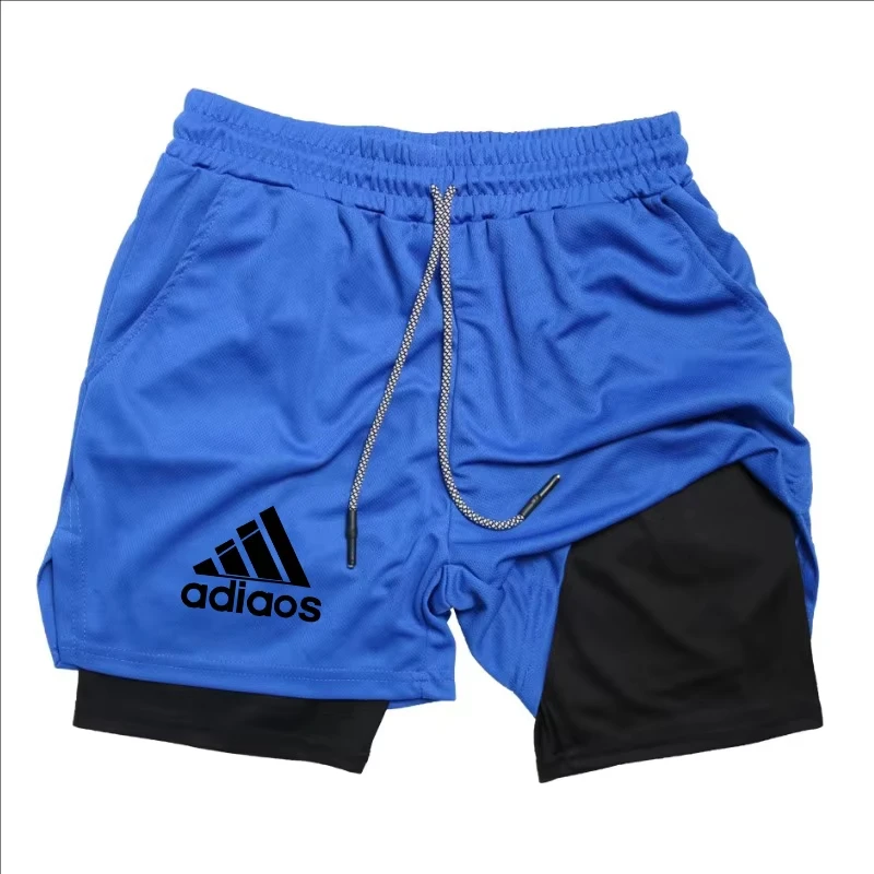 Men's tight shorts summer fitness running training sports shorts 2-in-1 mesh breathable quick drying shorts boxing shorts