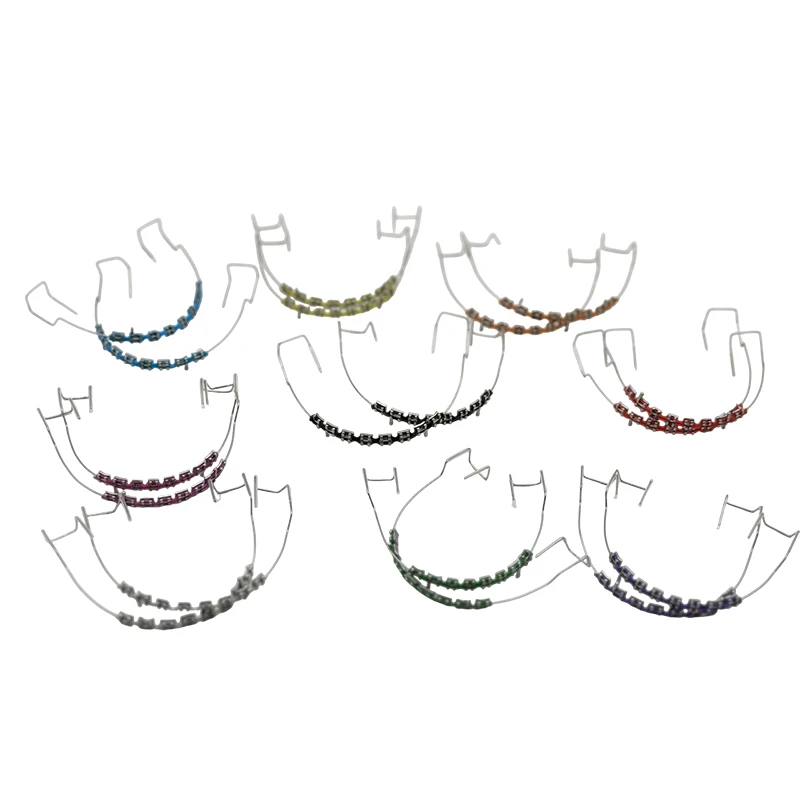 1 زوج طب الأسنان بين قوسين الأقواس مع هوك الأسنان اكسسوارات الديكور الأسلاك المعدنية الملونة تقويم الأسنان روابط الأوعية الدموية