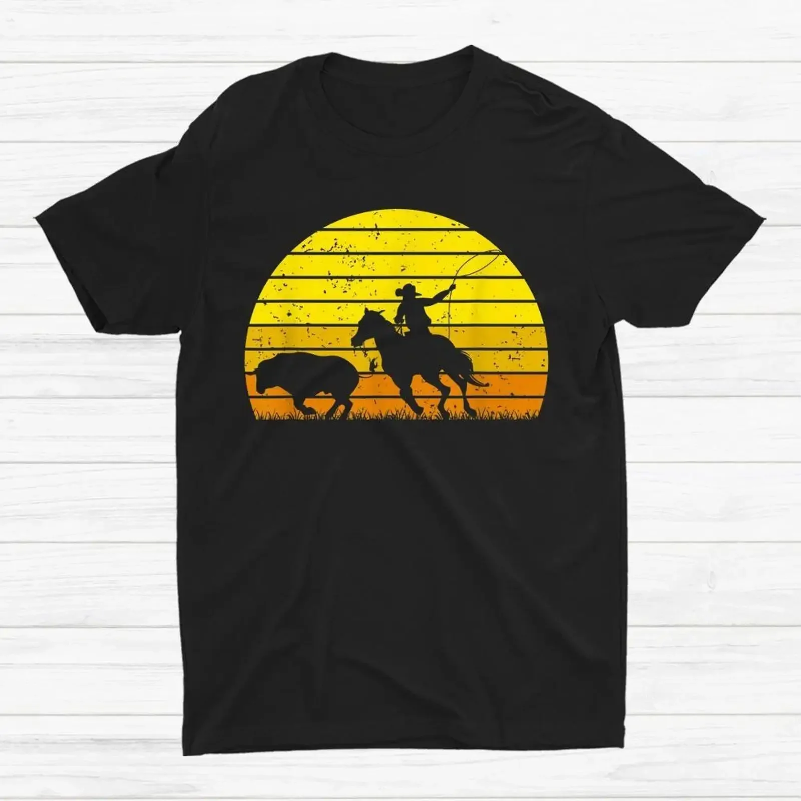 HOT SALE Bull Riding Western Cowboy Rodeo Competition T shirt Size S 5XL vintage Washed Versatile Soft Breathable Stretched