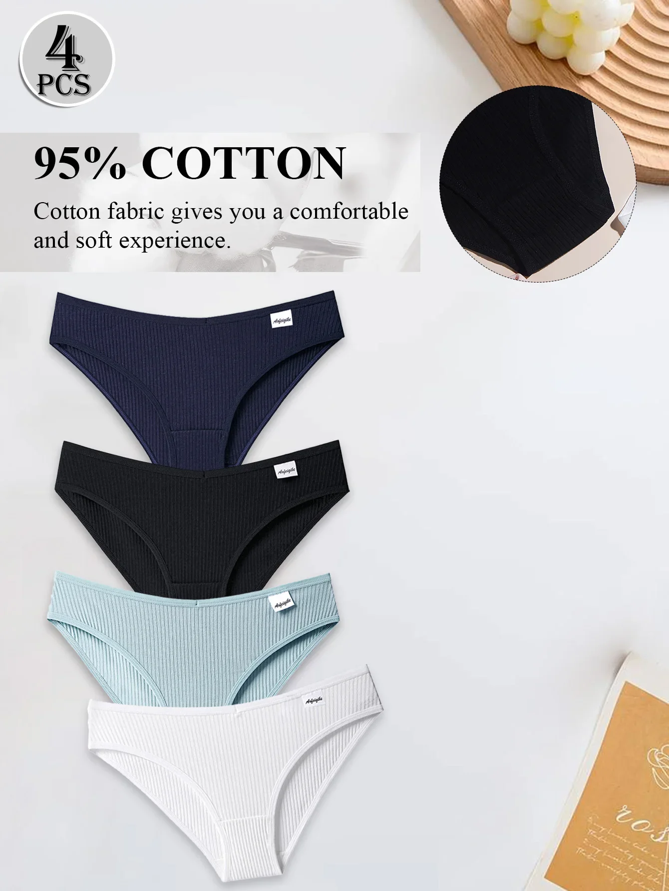 4pcs Cotton Women's Panties Simple Solid Color Striped Underpants High Quality Sexy Low Waist Briefs lenceria mujeres sexi