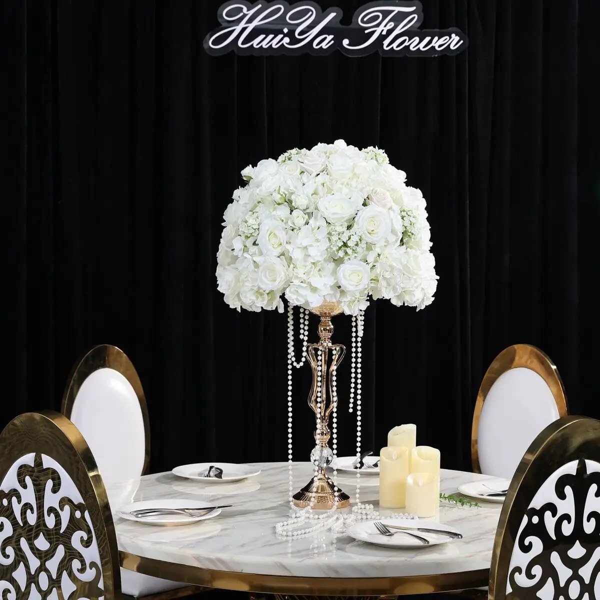 Weiße Rose Künstliche Blumenkugel Hochzeit Event Tischdekoration Kugel Party Bühne Wegführung Weiß Rosa Blumen Schaufensterdekoration – Detail 5