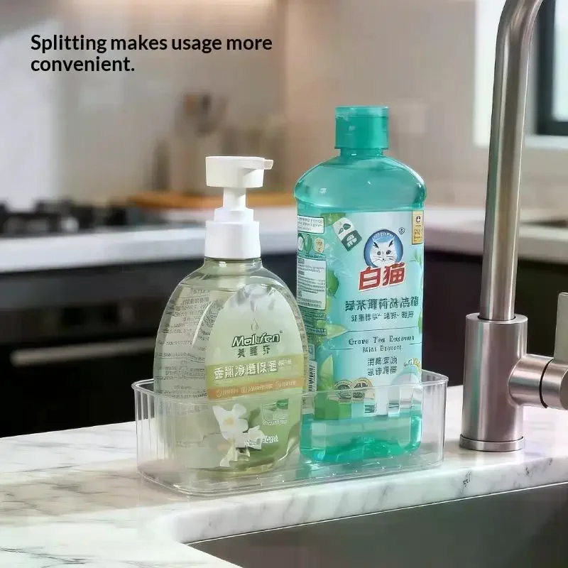 

Transparent Sink Caddy Sponge Holder With Drainage Base Compact Kitchen Organizer For Countertop