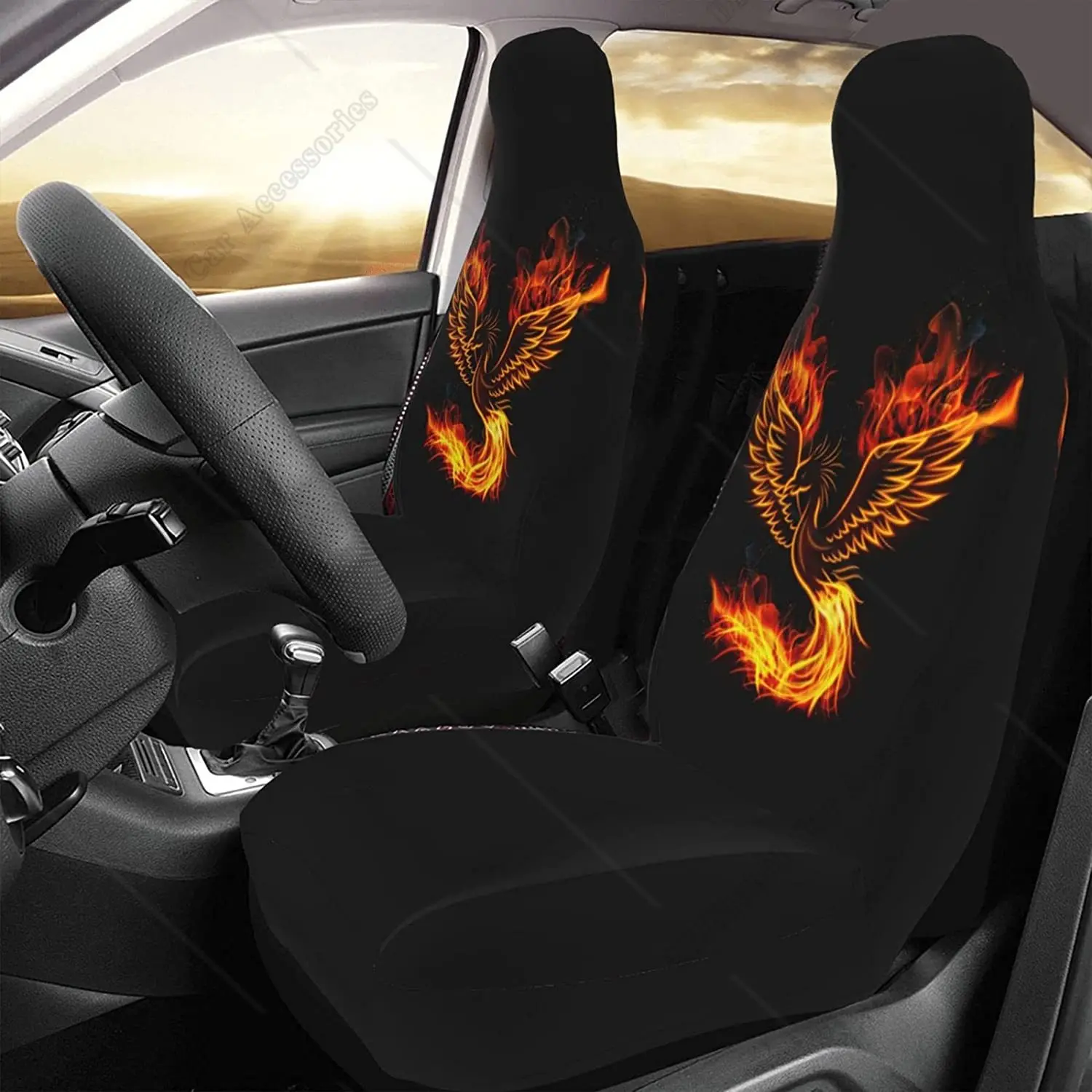 Phoenix Fire Bird coprisedili per auto 2 pezzi Set protezione per sedile anteriore del veicolo accessori interni protezioni coprisedili per auto