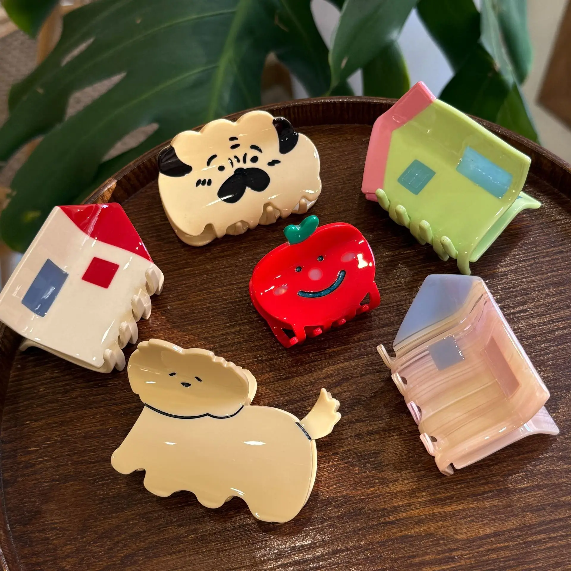 

Новый милый щенок, красный домик, маленькая заколка для волос из ацетата томата