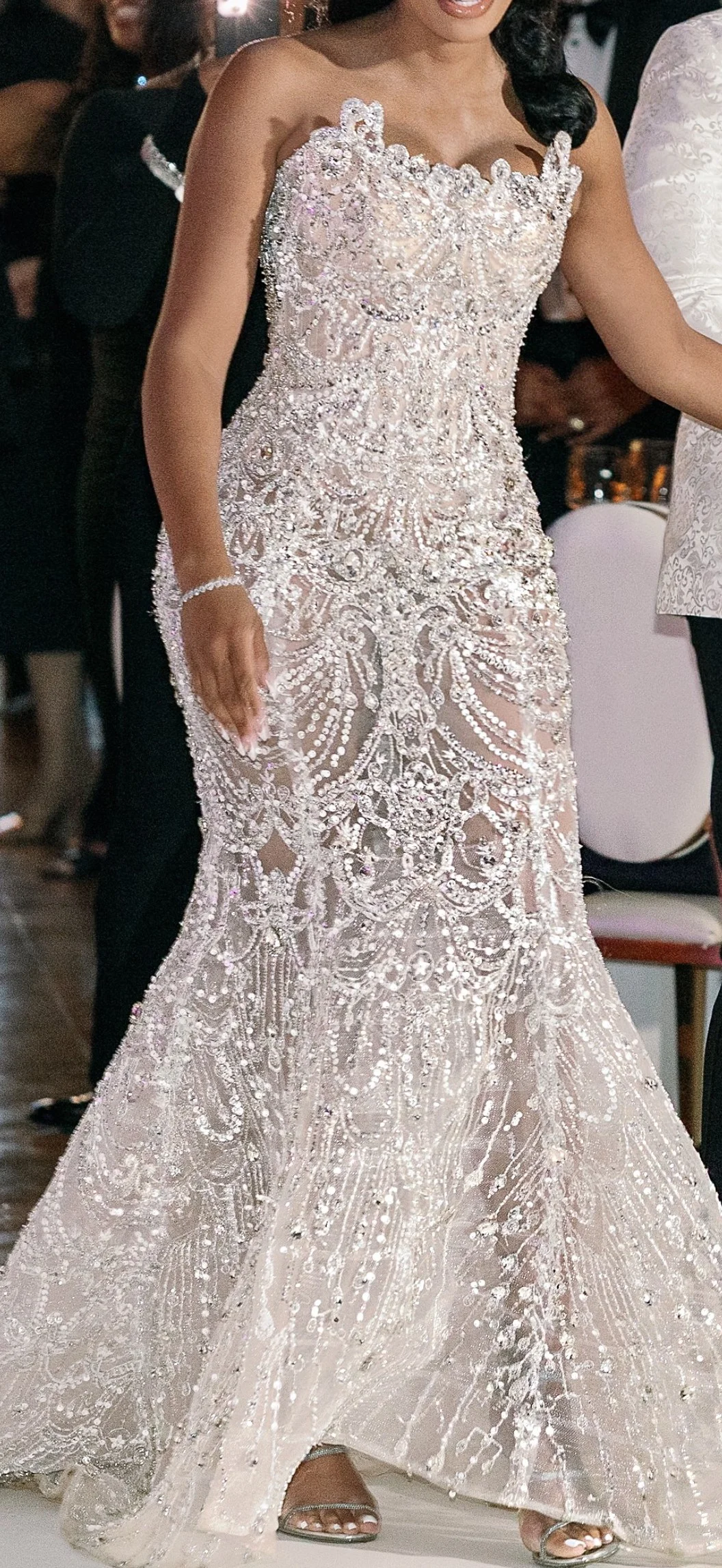 Gorgeous Mermaid Lace Beaded Women's Wedding Dress Sexy Exposed Strap Detachable Train Bridal Dress Vestido De Noiva Customized