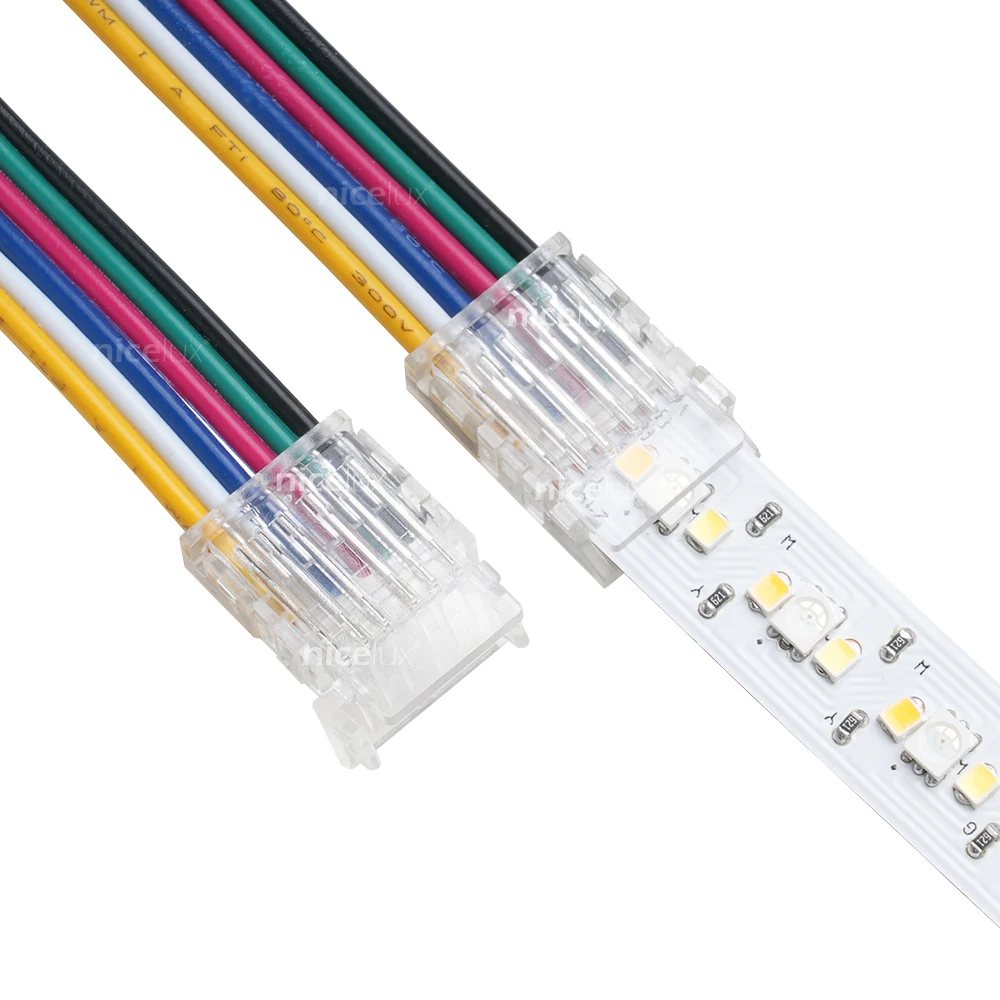 LED Strip Connector 6 Pin 10mm 12mm Solderless Transparent Connector for 3528 RGBCCT 5050 SMD LED Tape To Wire Or Board Connect