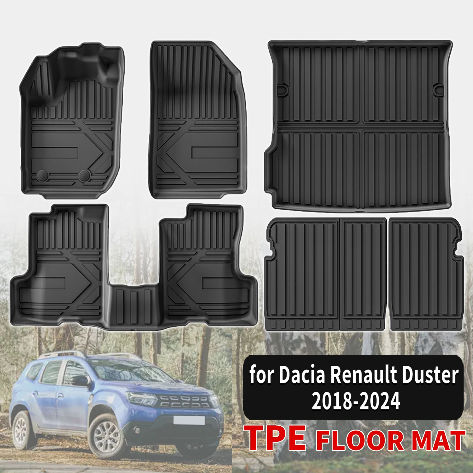 for Dacia Renault Duster Petrol Fuel  2018-2023 2024 LHD TPE Floor Mats Full Set Waterproof All-Weather Floor Liners Accessories