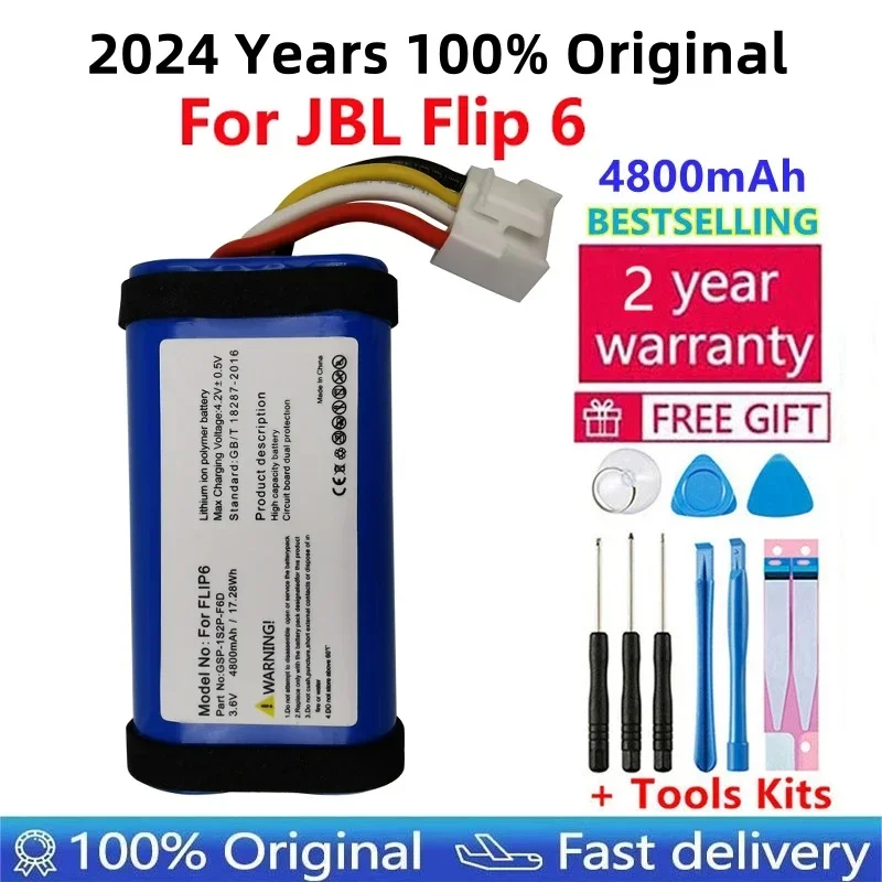 2024 Years 100% Original GSP-1S2P-F6D High Quality For JBL Flip 6, Flip6 Special Edition 4800mAh Battery Batteries Bateria Tools